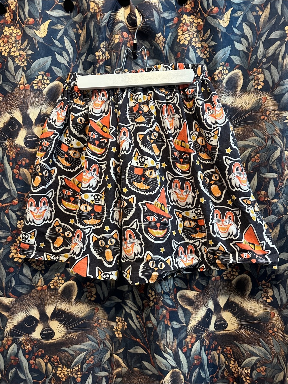 Handmade Halloween Cats Mini Skirt Stretch Waist S-L